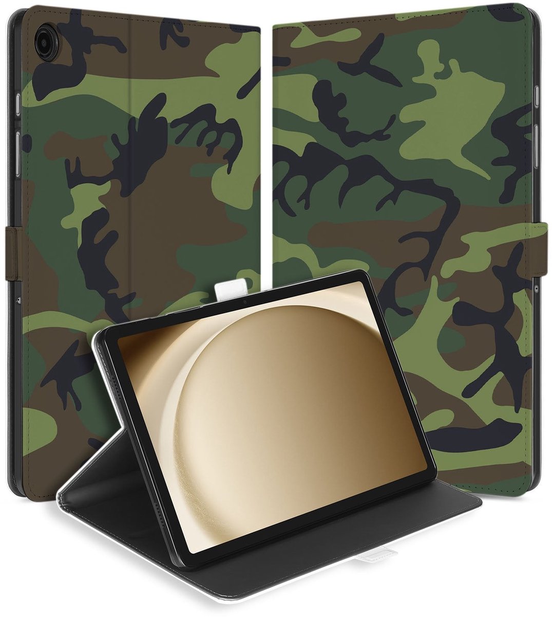 Samsung Galaxy Tab A11 Plus Book Case Hoesje met Standaard Army Dark
