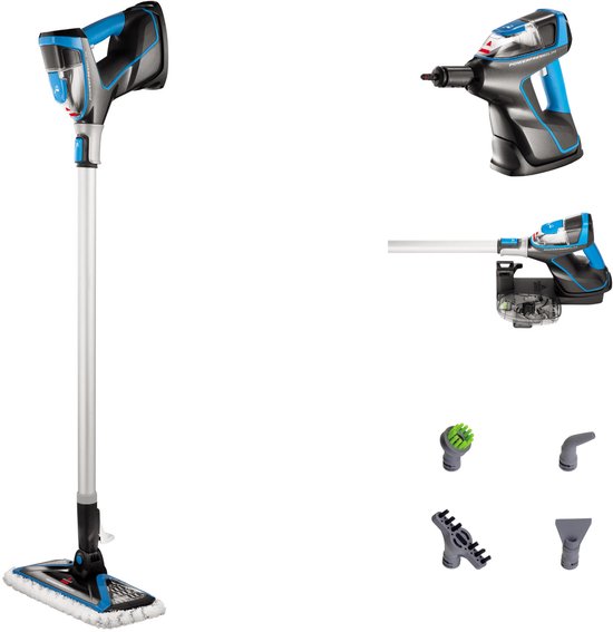 BISSELL PowerFresh Slim Steam Stoomreiniger 1500W - 3 in 1 Stoom Dweil - Multifunctionele Handstomer voor o.a. Badkamer, Keuken - Mop voor Harde & Houten Vloeren - Lichtgewicht 1.9kg - Incl. 4 Opzetstukken - 2234N