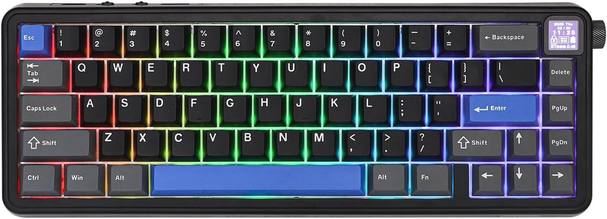 Draadloos Magnetisch Toetsenbord met TFT Display, Controleknop en RGB Verlichting