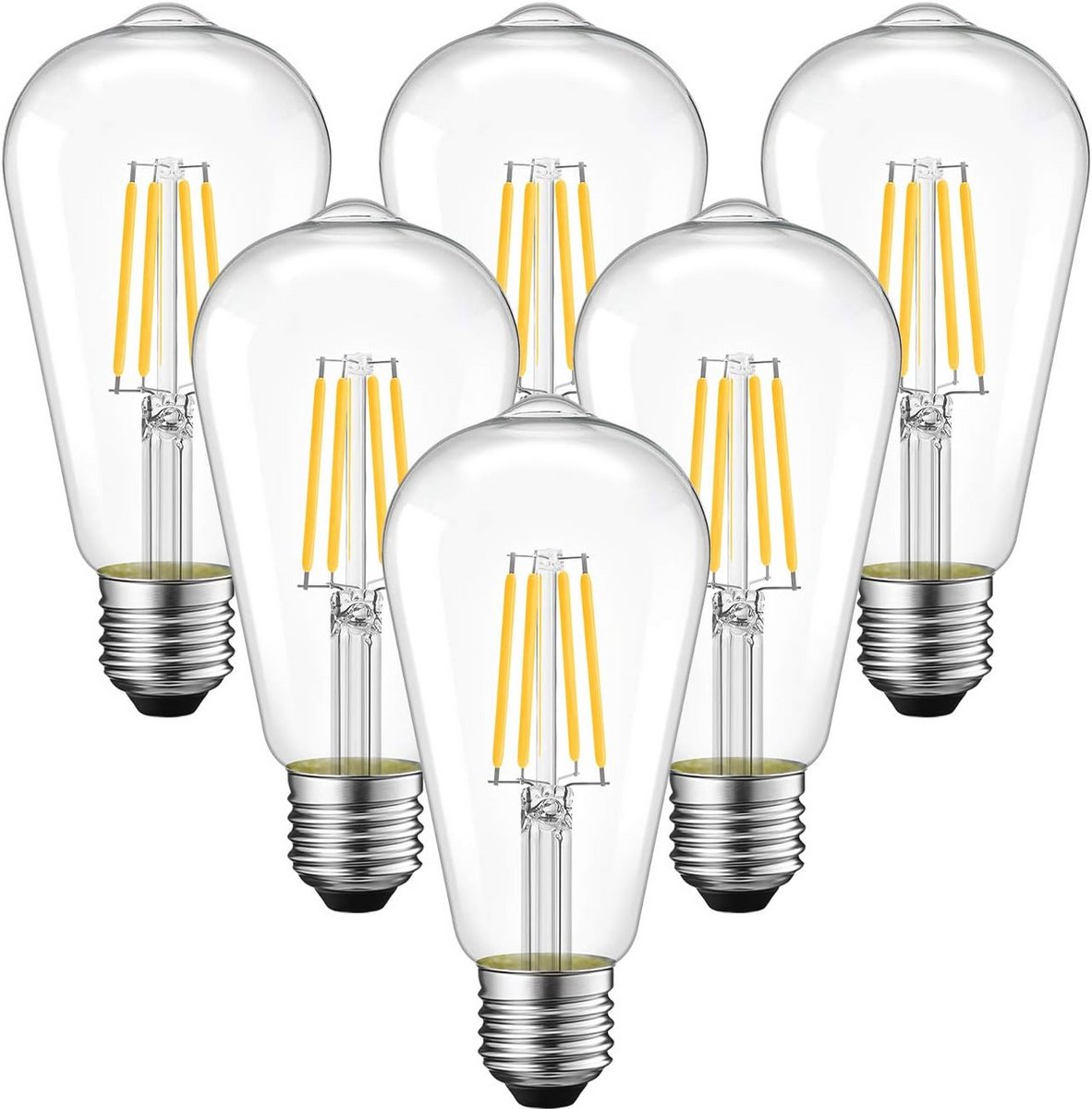E27 LED Classic Edison Lamp 4W - Vervangt 40 Watt, Warm Wit, 470 Lumen (Verpakking van 6)