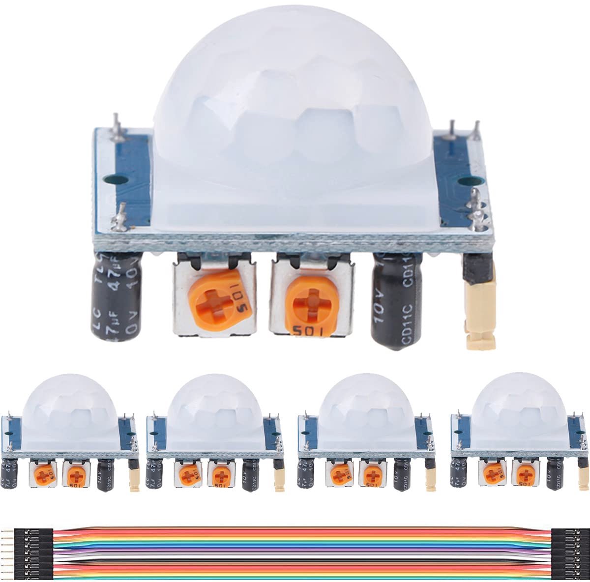 Infrarood Bewegingssensor Module - 5 Stuks, Instelbare PIR Sensor Geschikt voor Arduino en Raspberry Pi