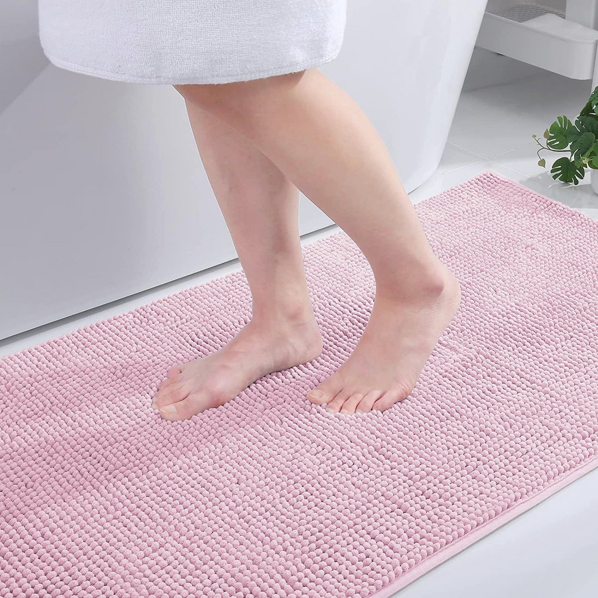 Zachte Roze Chenille Badmat 60 x 90 cm - Antislip, Absorberend en Wasbaar