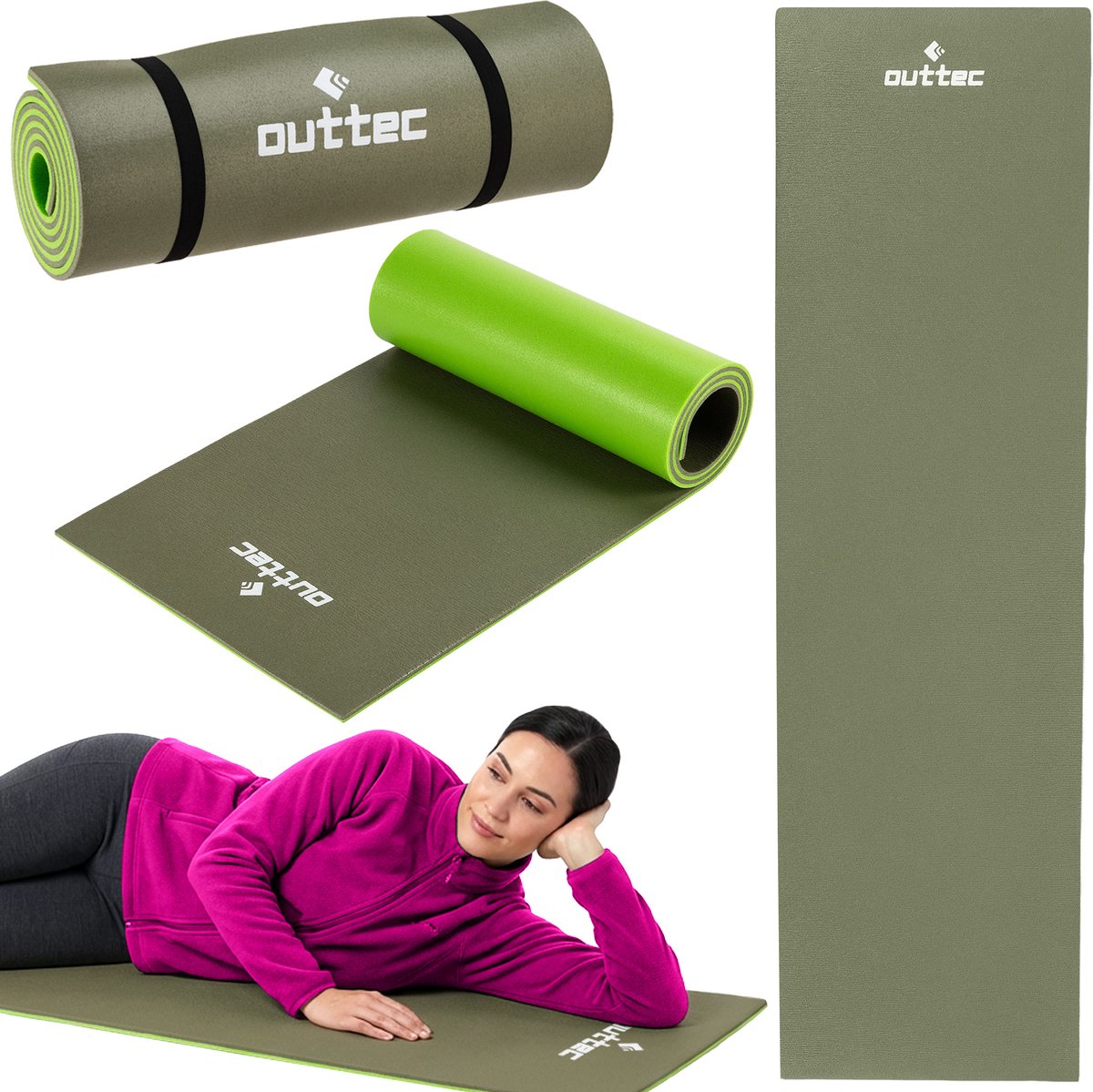 Outtec® Slaapmat, Toeristenmat, Tentmat - 2-laags - 180x50 cm - voor Buiten, Tent, Kamperen, Wandelen, Picknick, Survival