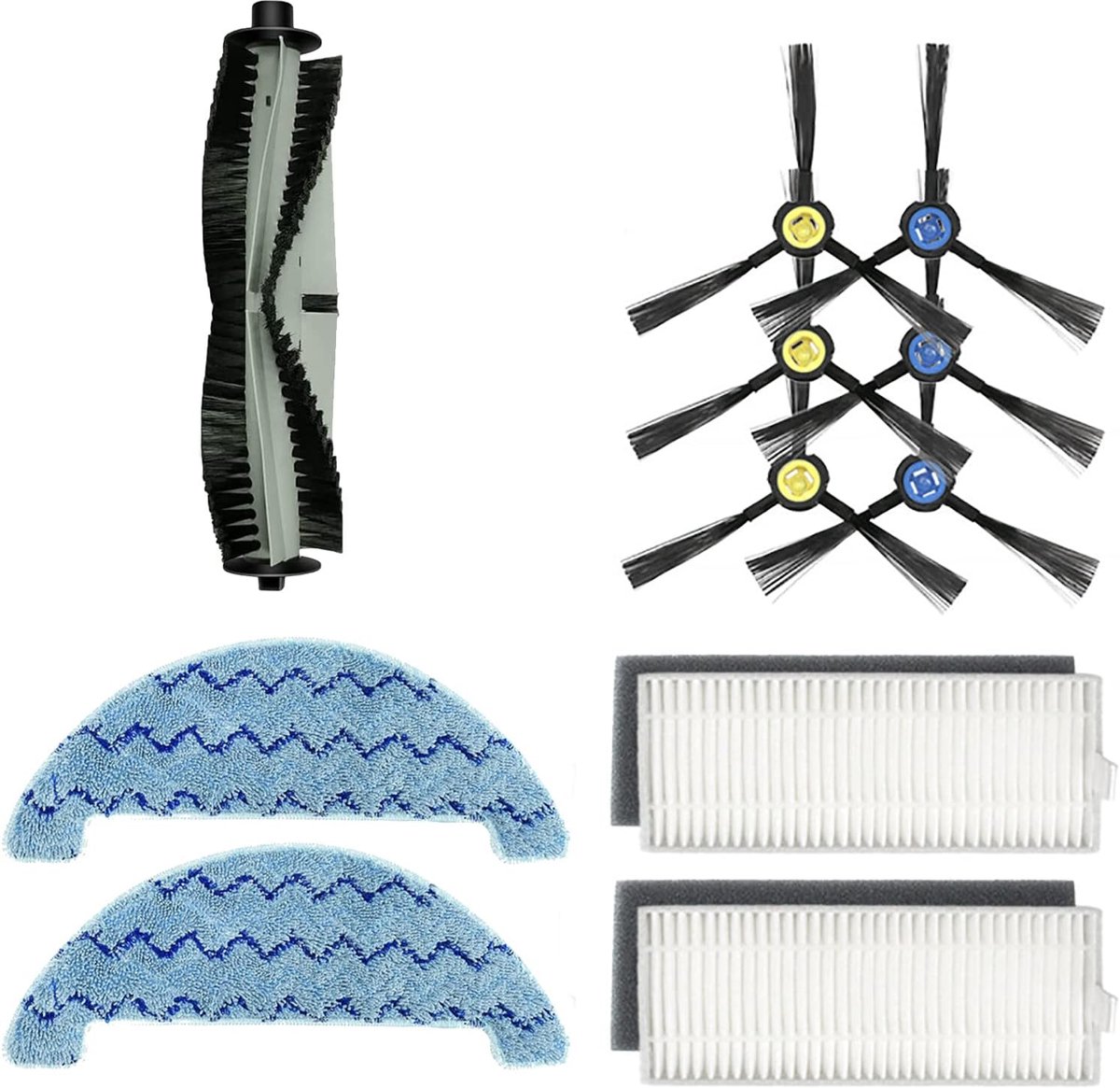Accessoirekit - 11 stuks - geschikt voor ILIFE A7 A9S X785 X750 X800 robotstofzuiger - 1 hoofdborstel, 3 paar zijborstels, 2 filters en 2 dweildoekjes