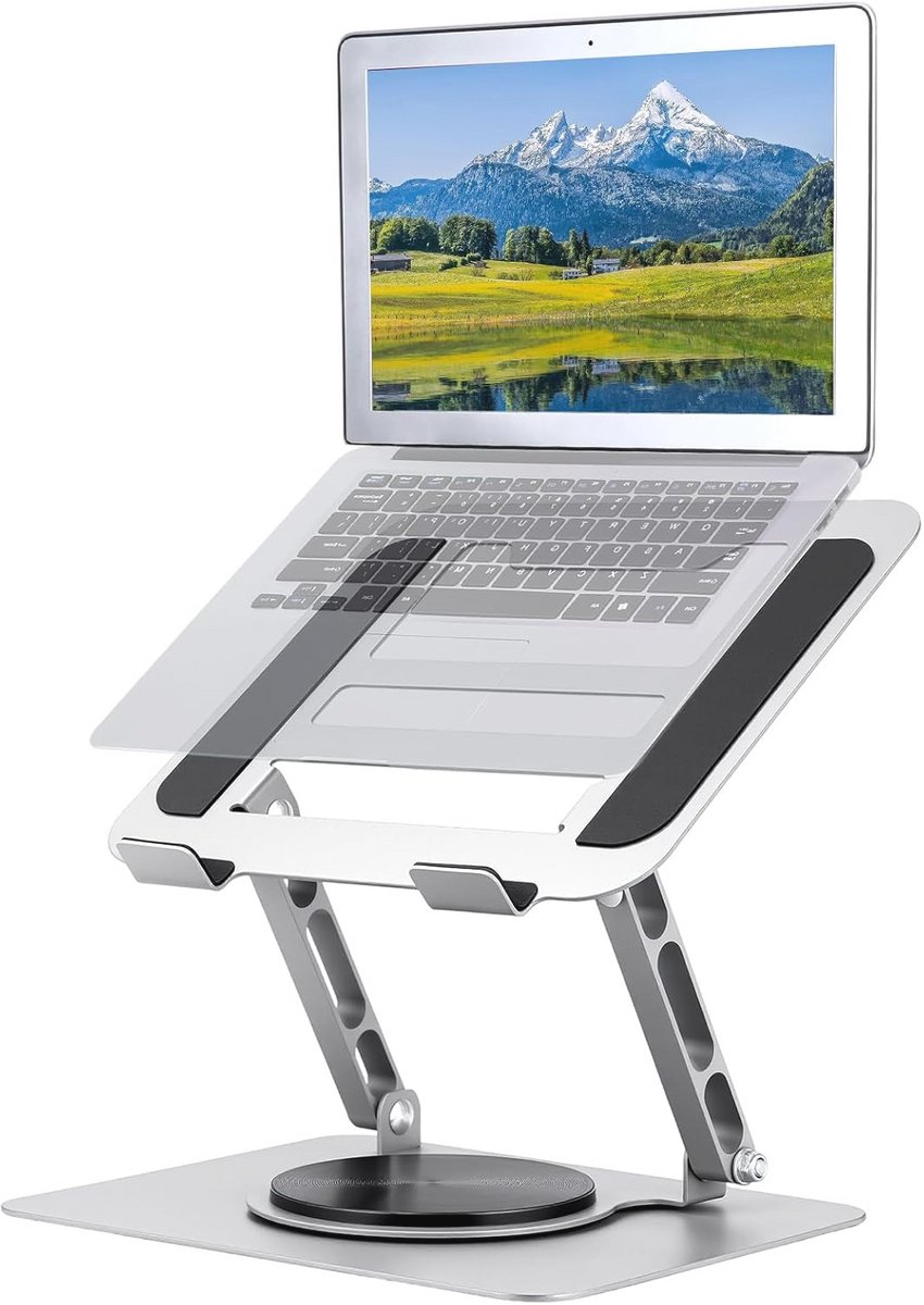 Verstelbare laptopstandaard met draaibare basis voor optimale ergonomie