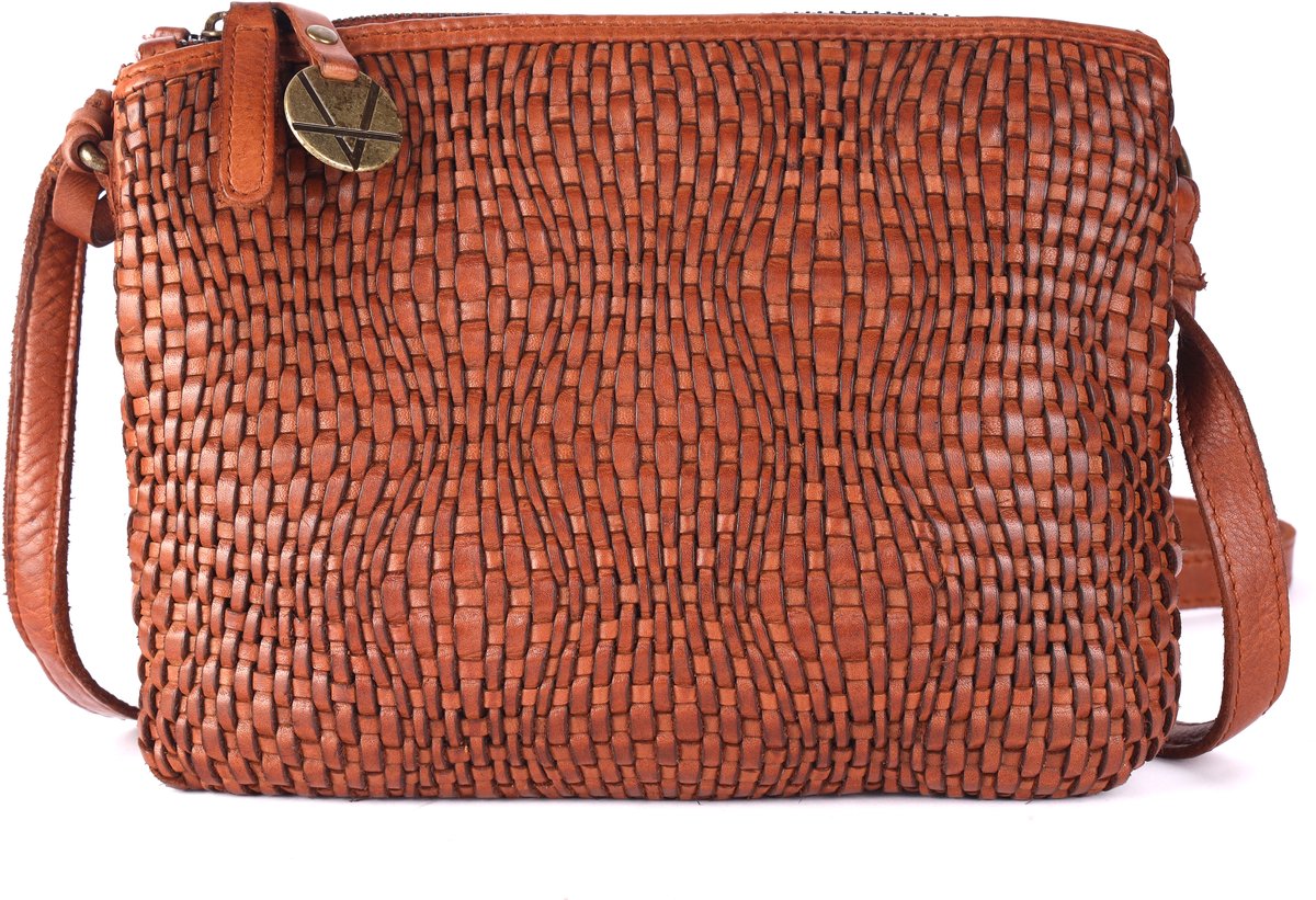 Echte Leren Crossbody Slingtas voor Dames – Trendy Casual en Kantoortas met Verstelbare Schouderband