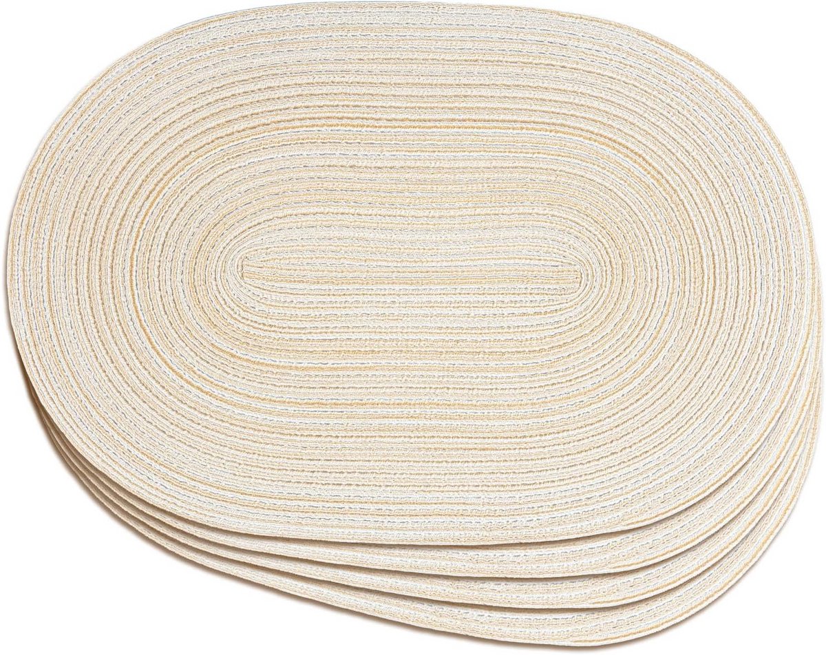 Set van 4 Ovale Gevlechte Placemats - 30,5 x 45,7 cm - Natuurlijk en Hittebestendig