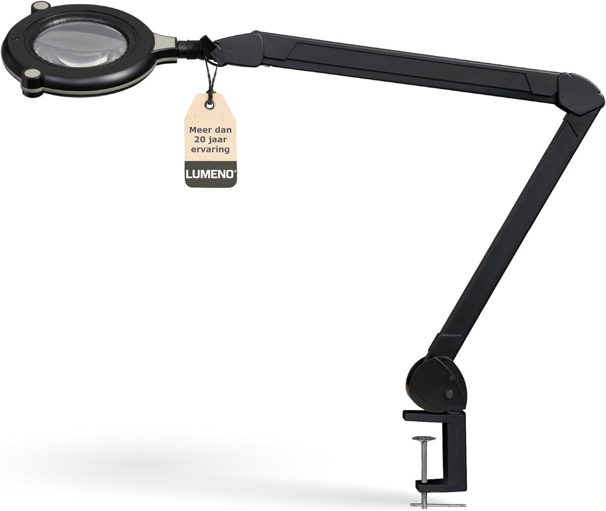 LED vergrotingslamp zwart - 91 LED's, 3 dioptrie glazen lens, CRI>95, daglichtkwaliteit incl. tafelklem