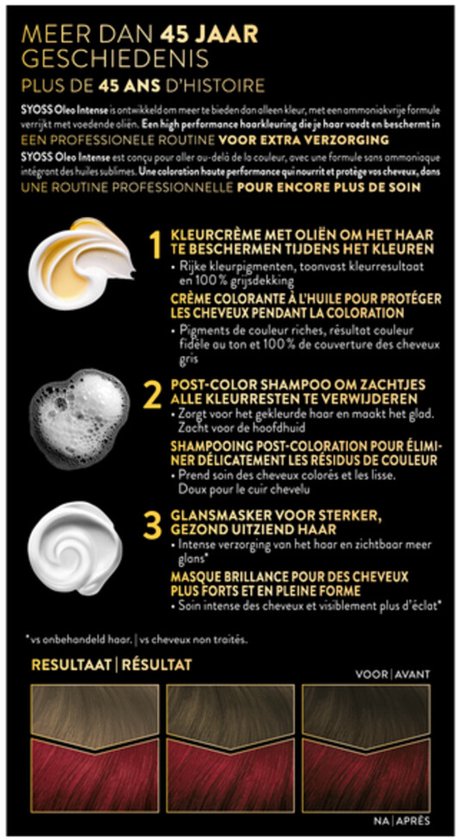 SYOSS Oleo Intense 5-92 - Haarverf - Permanente Haarkleuring - Stralend Rood - Langdurige Kleur - Professionele Grijsdekking - Zonder Ammoniak - 1 stuk