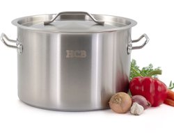 HCB® - Professionele Kookpan - 14 liter - Inductie - Gas - Electrisch - Grote RVS / INOX pan - Soeppan - Horeca pannen - Kookpot - Ø30 cm x H20 cm - 3.0 kg - 8673