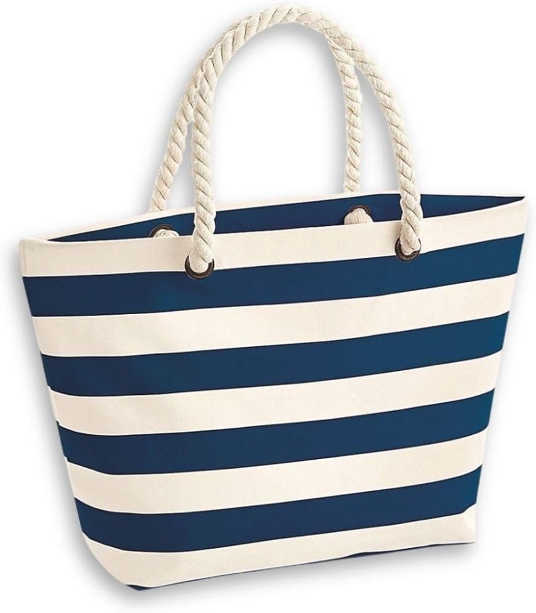Dames Strandtas van 100% Katoen - Elegante Tote Bag met Handgrepen - 36 x 35 x 18 cm