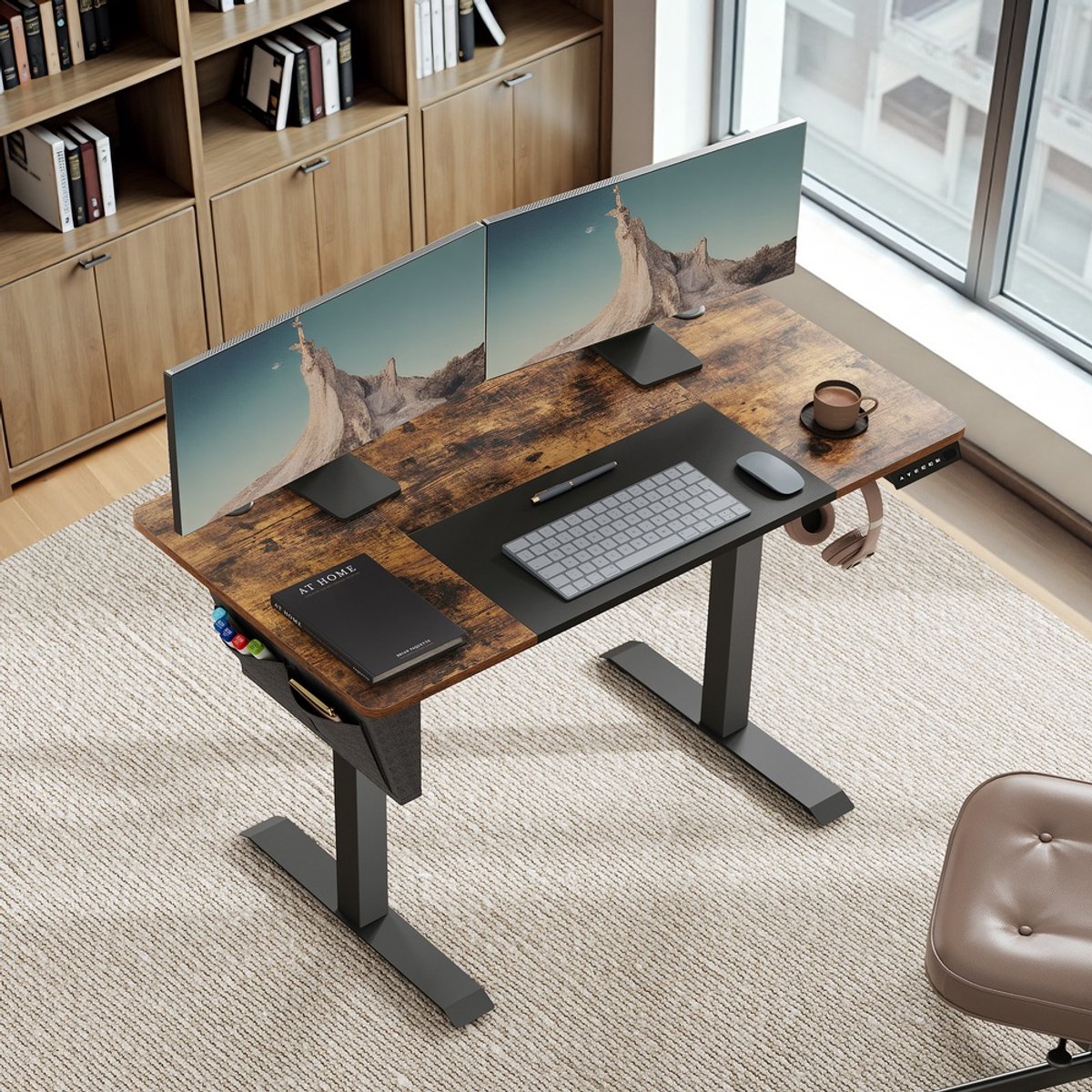 Bureau – In hoogte verstelbaar – Vintagebruin/Zwart