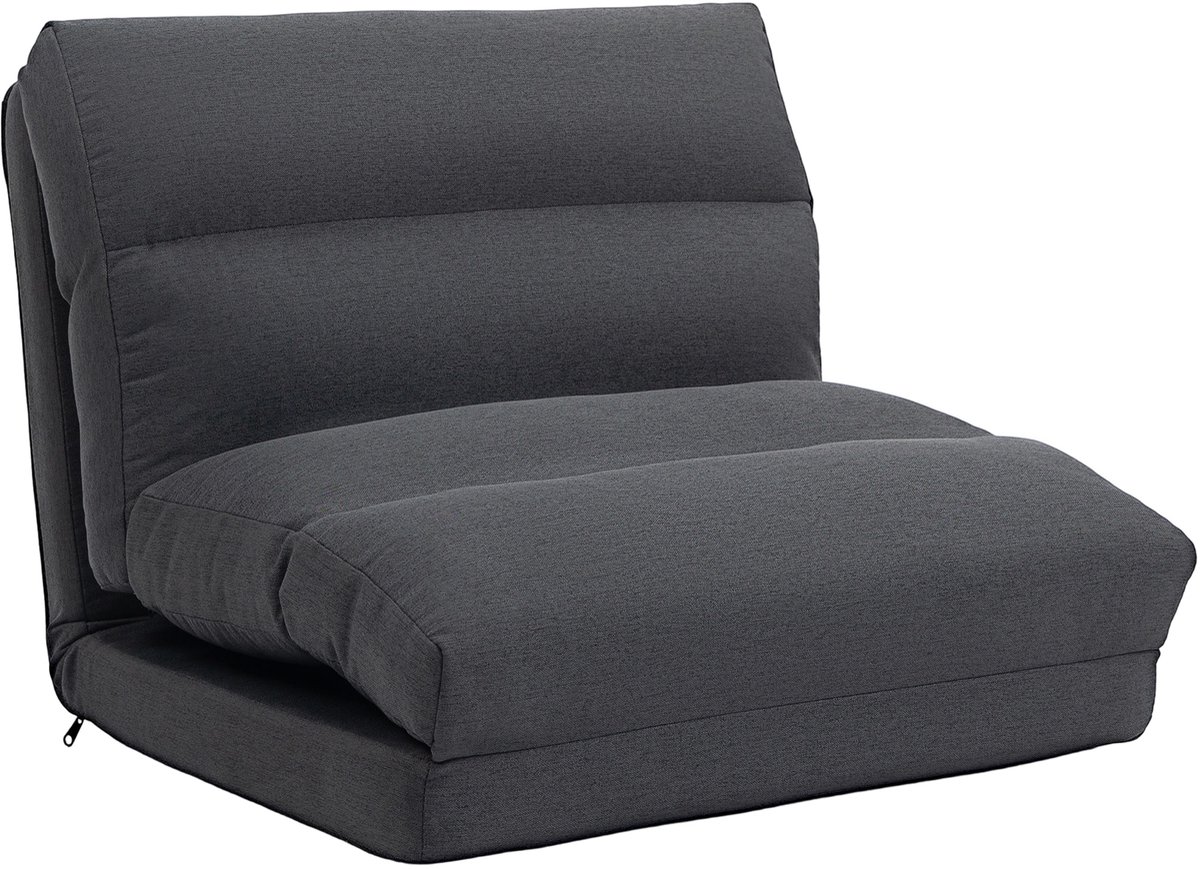 Slaapstoel - Uitklapbaar - Slaapbank - Logeerbed - Zetelbed - Slaapfauteuil - Vouwbed - 1 persoons - Zeer comfortabel - Donkergrijs