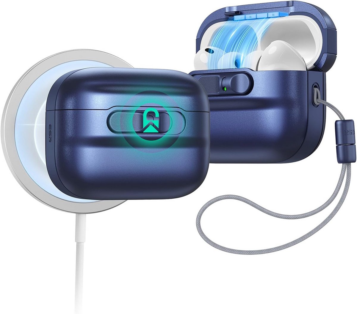 Robuuste Beschermhoes voor AirPods Pro 3 (2025) - MagSafe & Valbescherming - Blauw