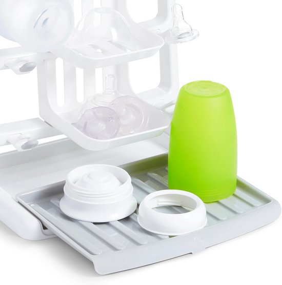 Munchkin Flessendroogrek Tidy Dry - Verticale Ruimtebesparende Droogrek voor Babyflessen met Clips en Uitneembare Druppelbak van Munchkin — afbeelding 4