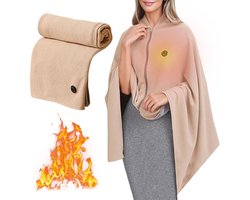 KZQ Elektrische Deken Draagbare Verwarmde Sjaal Voor Vrouwen Heated Shawl Blanket USB Heated Blanket Electric Shawl 3 Temperatuurstanden Snelwarmende Deken Opvouwbaar Drie Verwarmingsniveaus Abrikoos Kleur
