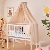 Bedhemel voor baby's met steunstang - 100% biologisch katoen, GOTS-gecertificeerd, 150 x 240 cm, beige