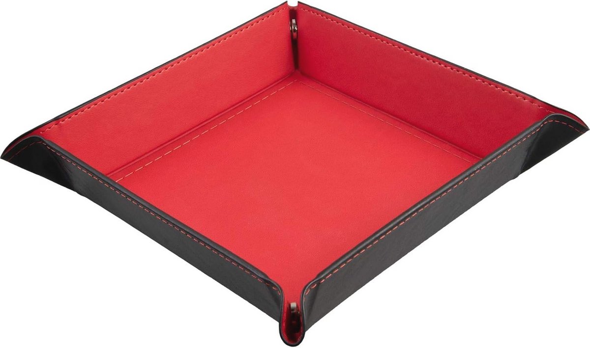 Opvouwbaar Kubusblokje van Imitatieleer in Rood - 22 x 22 cm