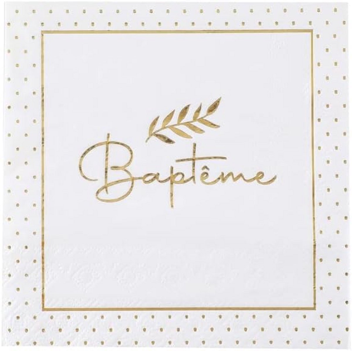 Set van 20 Doop Servetten Papier Wit Goud 3-Laags