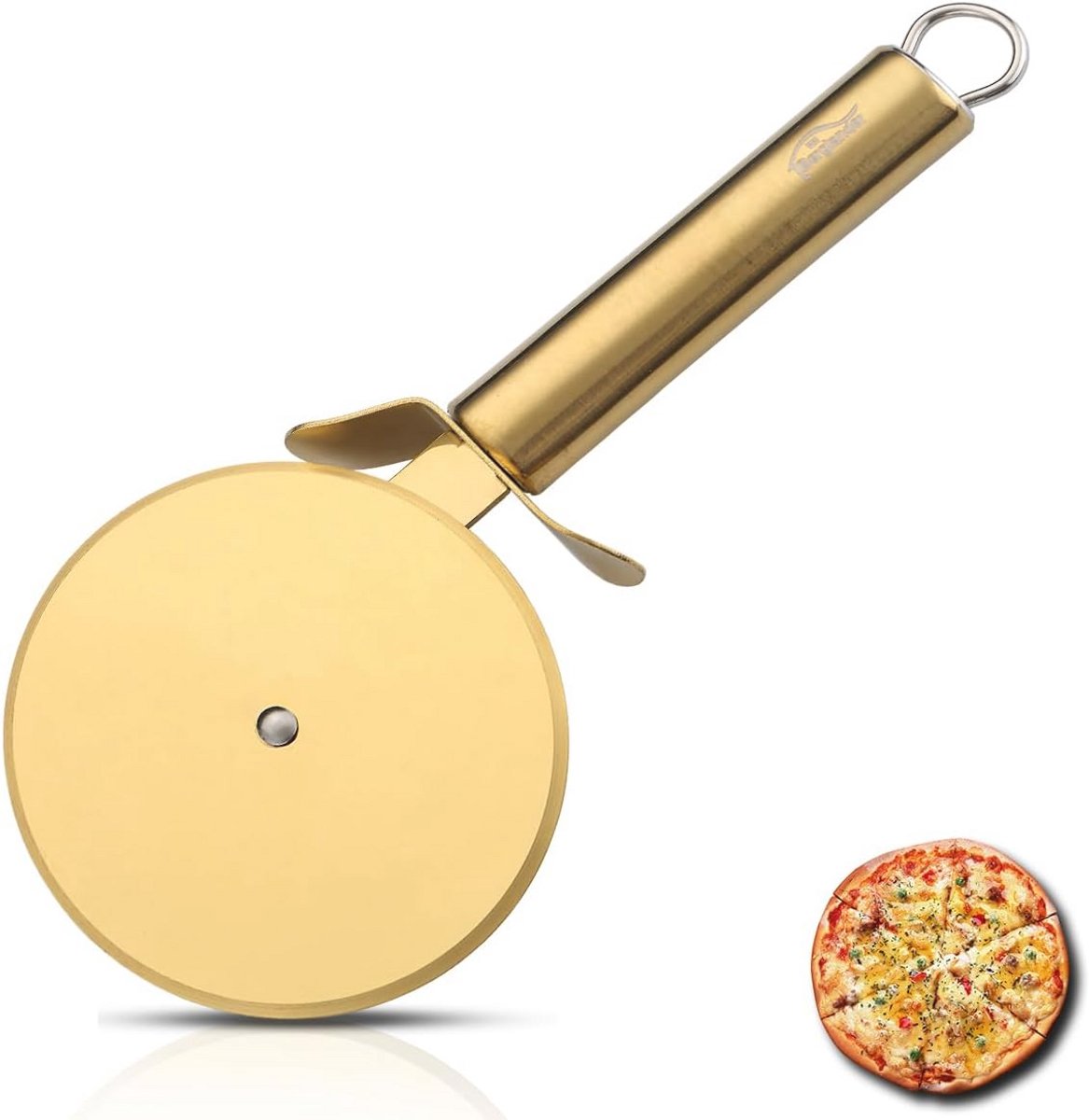 Pizzawiel met gouden titanium plating - superscherpe roestvrijstalen pizzasnijder