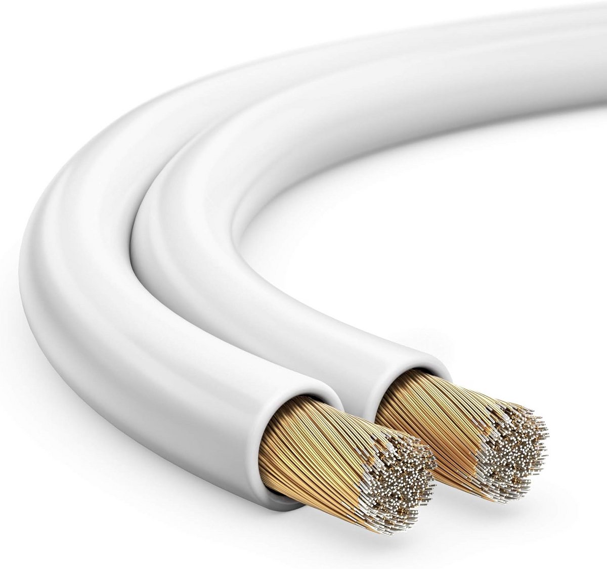 Luidsprekerkabel 10 meter - Dubbele Audio Kabel 2x 1,50 mm² - Speaker Kabel Wit