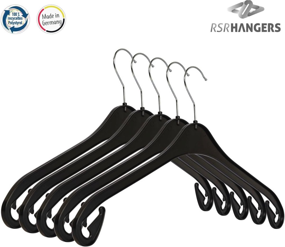 Kleerhangers van Kunststof 47 cm - 20 Stuks, Zwart