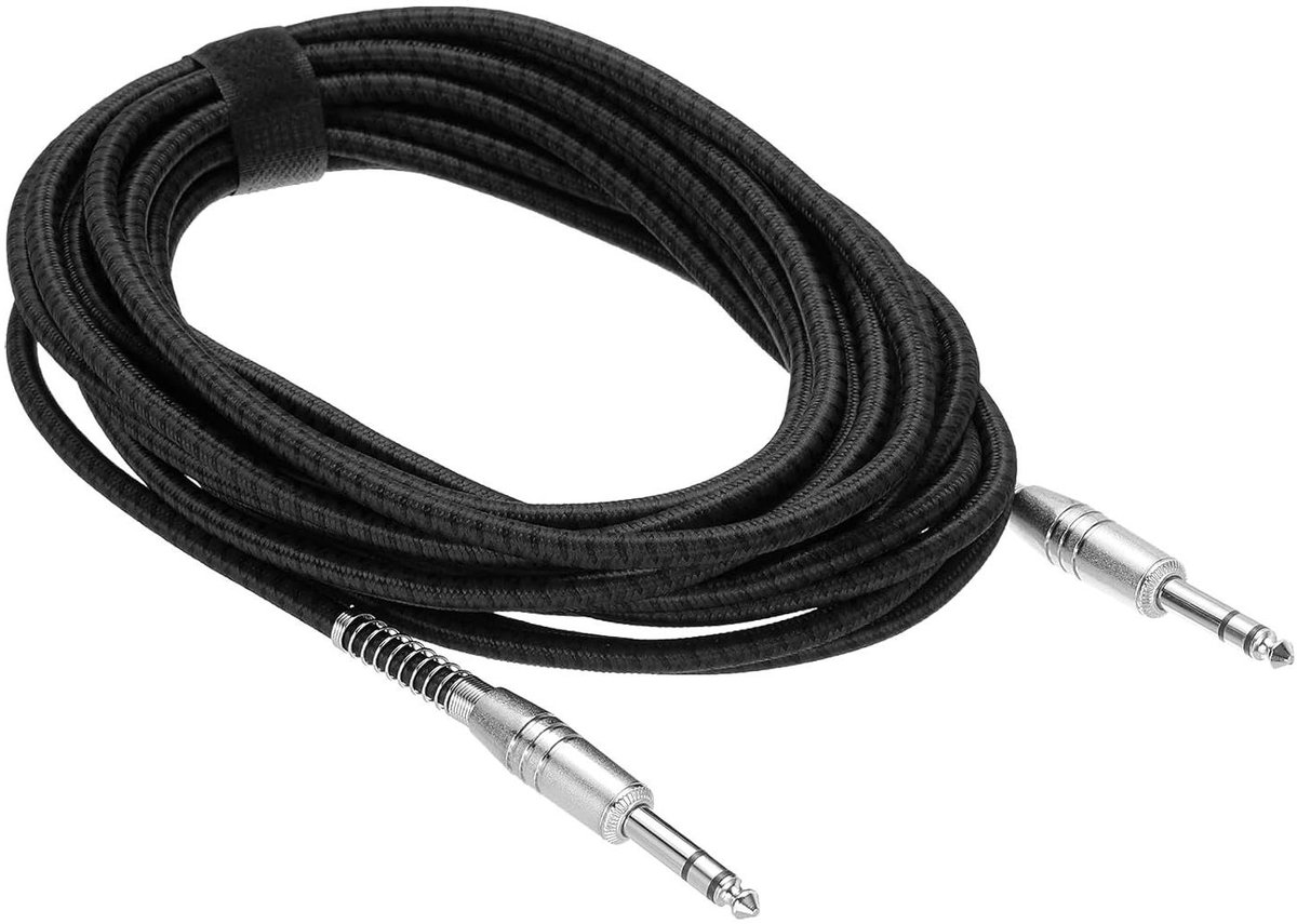 Allecta - Elektrische Gitaar Instrumentenkabel 25ft 1/4 inch - Zwarte Jack Kabel voor Gitaar en Basgitaar