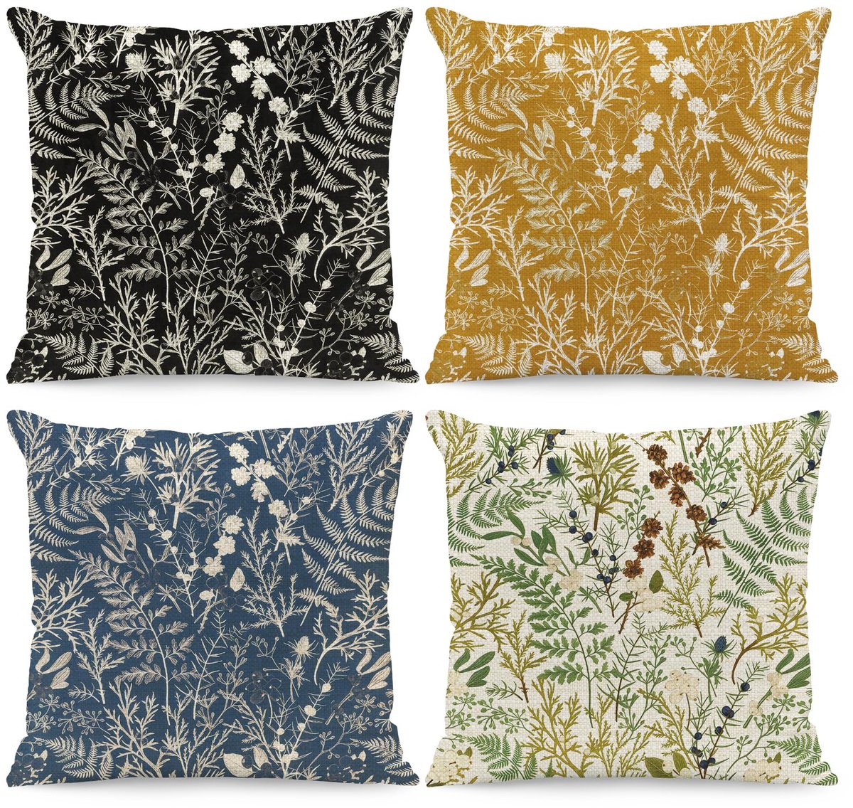 Unyqoos Set van 4 decoratieve kussenhoezen met bloemenpatroon in boho vintage stijl Kleurrijk
