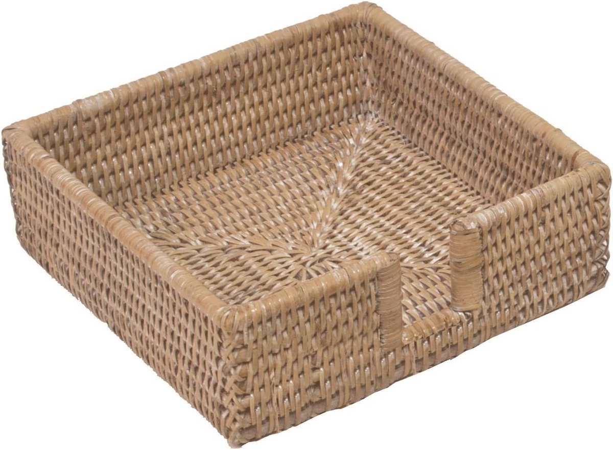 Rattan Papier Lunch Servet Houder Wit 17,8 x 17,8 x 5,1 cm