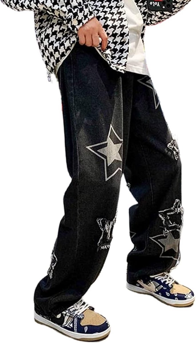 Heren Wijde Jeans Vintage Losse Pasvorm Hip Hop Streetwear Denim Broek