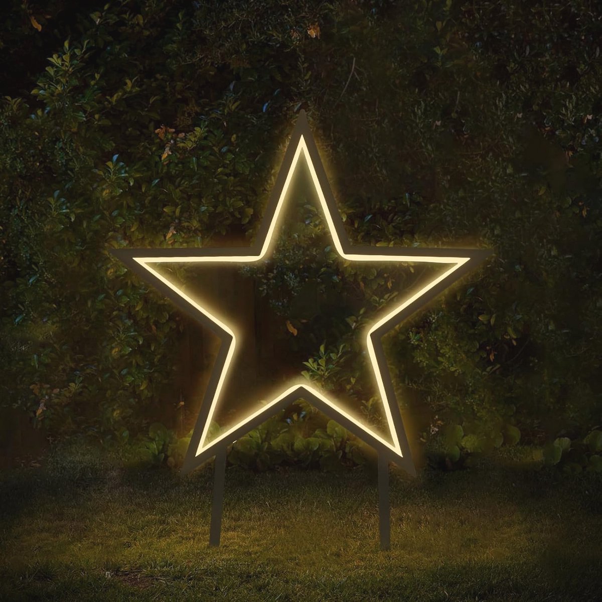Tuinsteker Ster LED 50 cm met Grondpen - Waterdichte Verlichting voor Buiten en Binnen - 100 Warmwitte Leds voor Feestdecoratie