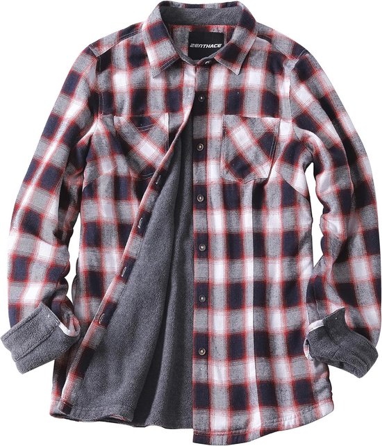 Veste chemise en flanelle à carreaux doublée polaire pour femme