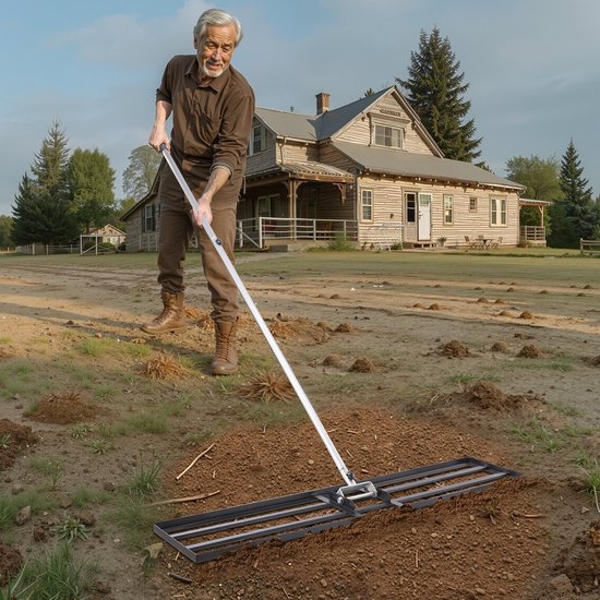 Gras egaliseerder met 213 cm steel - 121,9 x 25,4 cm koolstofstalen nivelleerplaat - 2-voudig in hoogte verstelbaar - Ideaal voor tuin en golfbaan van Kreator — afbeelding 4
