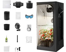 Kweektent - Kweekkast 80x80x180 cm - Full-spectrum LED Kweeklamp - Ventilatiesysteem - 600D Reflecterende Mylar - Complete Set - Voor Bloemen en Groenten