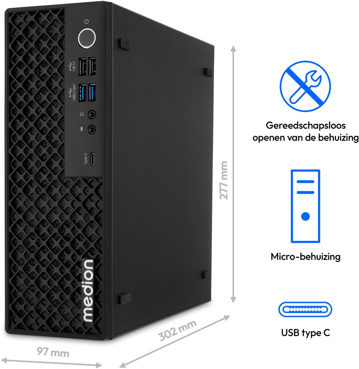 MEDION Picoworx T80 III Mini PC (Slim, Core Ultra 5 226V, 16GB DDR5 RAM, 512 GB SSD, ARC 130V, USB Type C, WLAN, HDMI 2.0, Gigabit LAN, Windows 11 Home) thumbnail 7