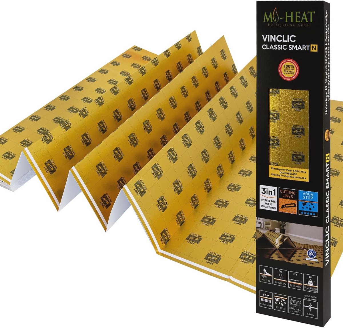 6.25 m² Verwarmingsfoliemat 1.5 mm Geluidsisolatie met AquaStop voor Vinyl en Laminaatvloe