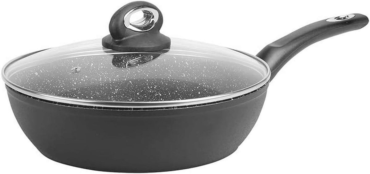 Sautepan Granité 24 cm - Gesmeed Aluminium met Zwarte Antiaanbaklaag en Glazen Deksel