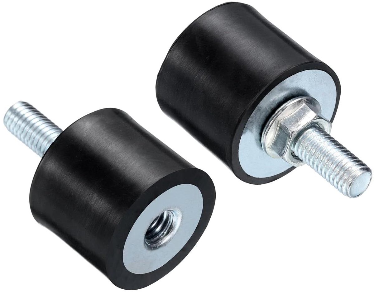 Allecta - Isolatiehouders rubber met schroeven M8 x 23 mm (2 stuks) - 30 x 25 mm - Anti-vibratie schokdemper trillingen - Mannelijk vrouwelijk - Verzinkt - Cilindrische schroefdraad met moeren (2 stuks M8)