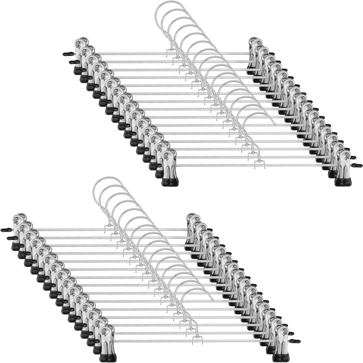 30 Stuks Ruimtebesparende Metalen Broekhangers met Verstelbare Clips 28 cm