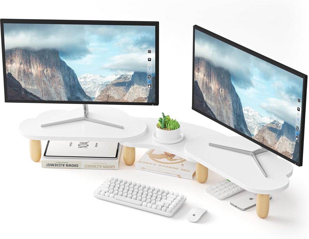 Multifunctionele Dubbele Monitor Stand voor Bureau - Verstelbare Hoek en Lengte