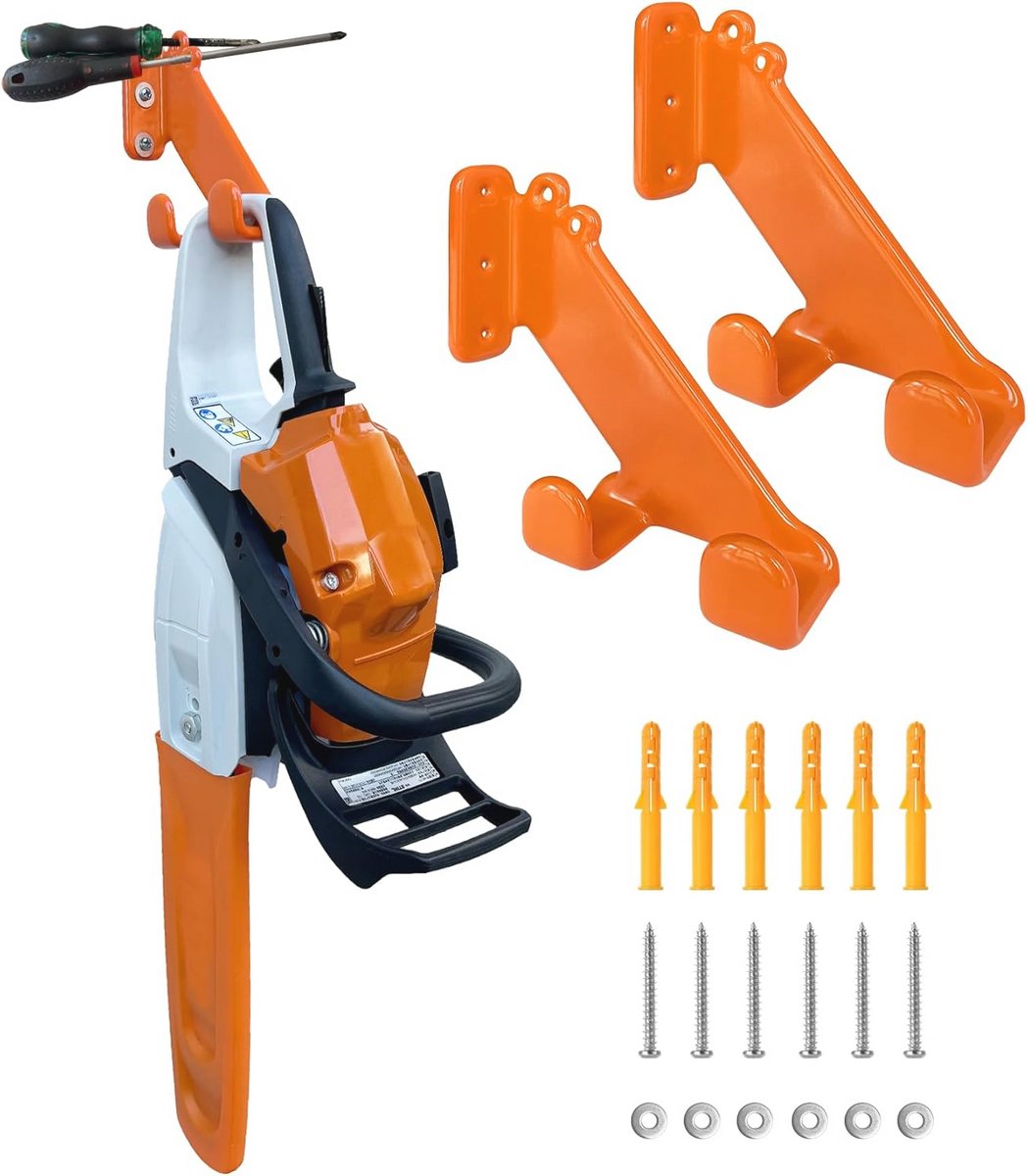 Set van 2 Zware Chainsaw Muursteunen - Ideaal voor Garage Organisatie