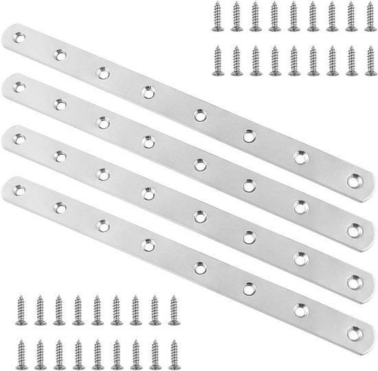 OMIDEAS 5 x Platte Verbindingsplaat (200 x 100 x 2) Geperforeerde Platen Staal Verbinding Plaathouder Houtverbinders Reparatieconnector Aansluitplaten Connector, Verzinkt
