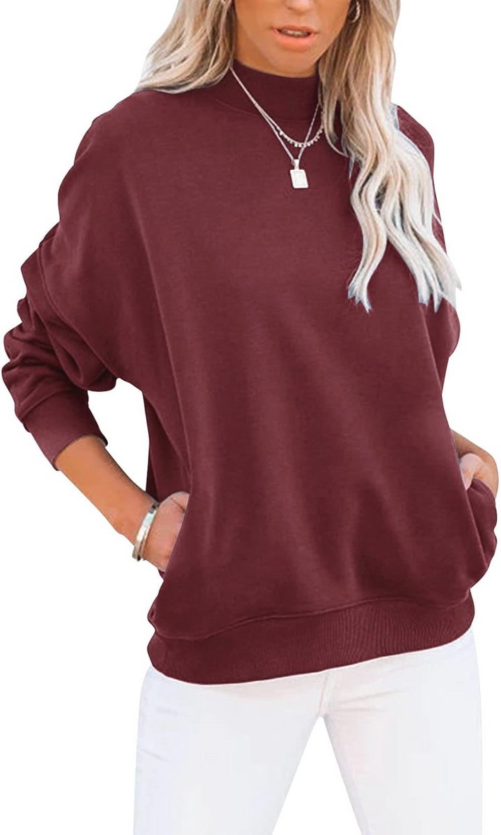 Dames Mock Coltrui Lange Mouwen Sweatshirt Lichtgewicht Casual Top