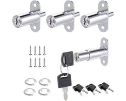 Allecta - 4 stuks veiligheidssloten voor kasten, schuifdeuren en archiefkasten - ideaal voor administratiekantoren, magazijnen en bouwplaatsen
