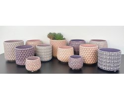 Vintage plantenpot voor kamerplanten - Roze keramische bloempot (10 cm)