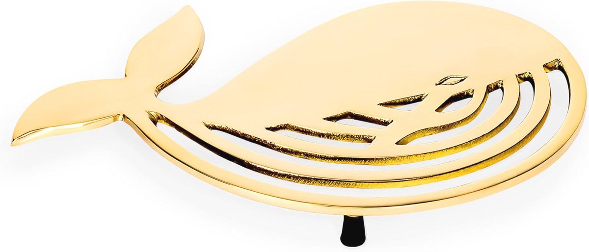 Maritime Coaster Whale Solid Brass Gold - 20x13.5x1.5cm