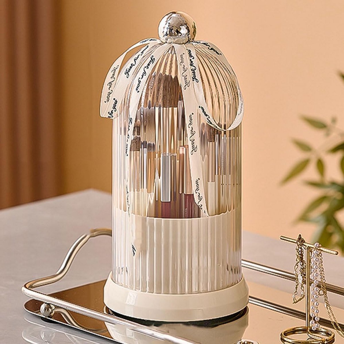360° Roterende Make-up Organizer met Doorzichtig Deksel en Stofdichte Container