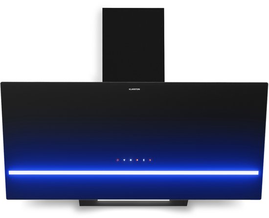 Klarstein Illuminosa Hotte Aspirante 60 cm - Hotte Décorative Inclinée, 818 m³/h, A , LED, Tactile, 3 Vitesses & Boost, Filtre Charbon, Recyclage ou Évacuation