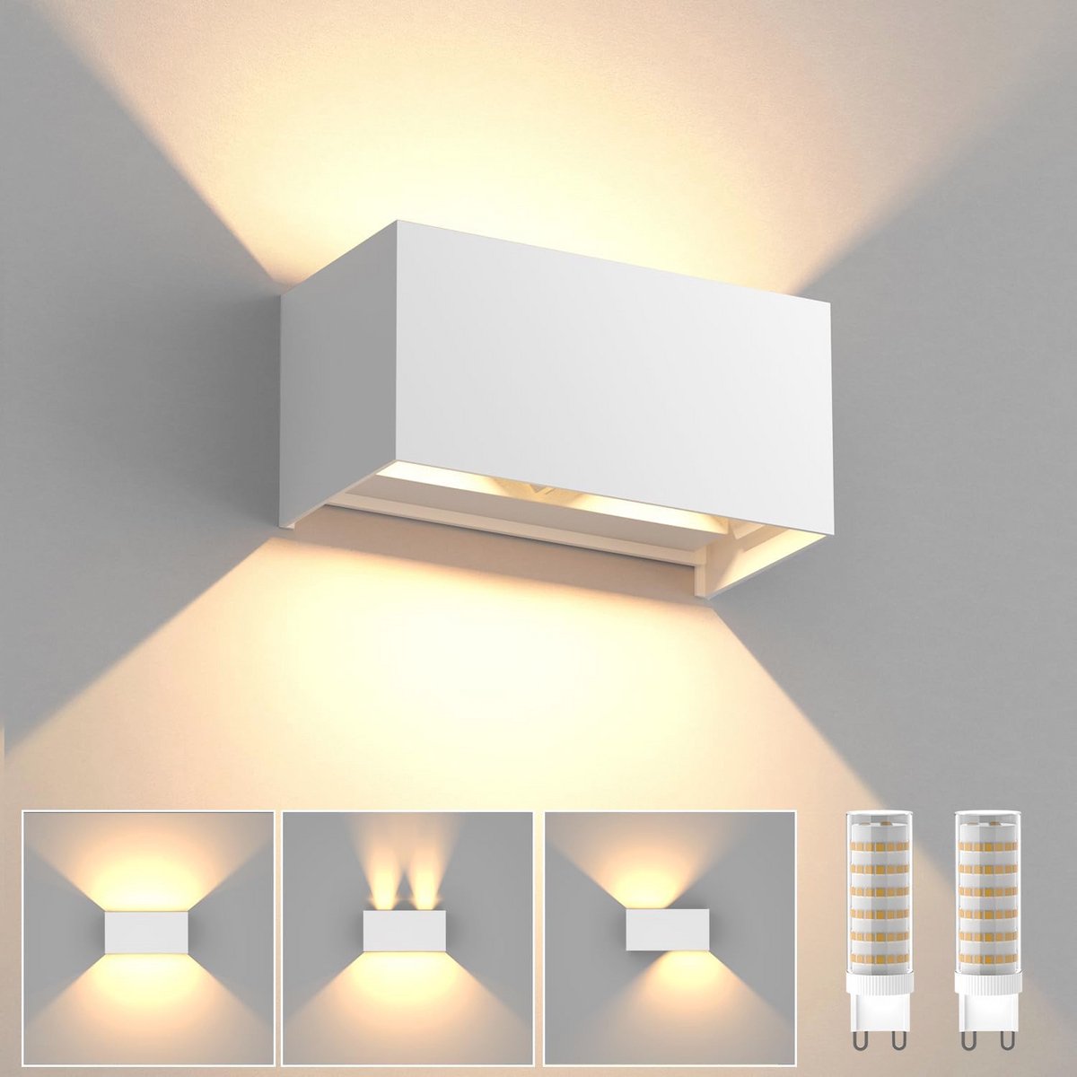 Wandlamp met Vervangbare G9 LED Lamp - 18W Warm Witte Muurlamp voor Binnen en Buiten - Waterdicht IP65