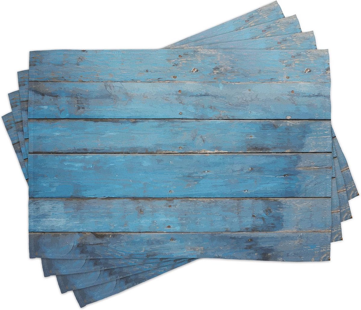 Rustieke Wasbare Placemat Set van 4 voor Eettafel - Aquarel Houten Planken